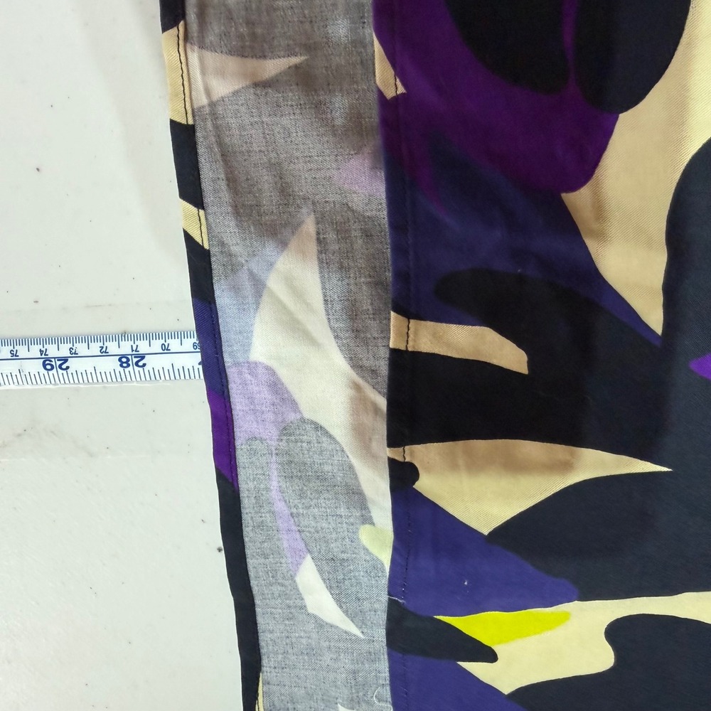 Smith & Soul Blouse Women Small Purple Yellow Abstract Botanical Art to Wear - Picture 12 of 12